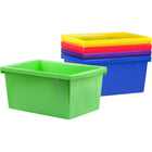 Storex 5.5 Gallon (21L) Classroom Storage Bin - Assorted Colours - 6 Pack-Front and rear handles for easy gripping, even with little hands