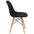 Flash Furniture Elon Series Genoa Black Fabric Chairs with Wooden Legs - 2 Pack-Back Width: 12-17"
