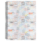Staples Coil Notebook - 8"W x 10"L - Travel Stamps - 80 Ruled Sheets-Coil notebook with perforated pages