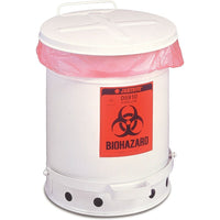 Justrite Biohazard Waste Containers, 10 Gal, 13 15/16" x 18"-Biohazard waste container meet OSHA regulations for the segregation of infectious waste, ensuring proper disposal