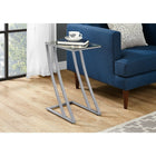 Monarch Specialties 3090 Accent Table - Silver Metal With Tempered Glass-Clear tempered glass table top for drinks, snacks, tablet