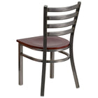 Flash Furniture HERCULES Series Clear Coated Ladder Back Metal Restaurant Chair - Mahogany Wood Seat-500 lb. Weight Capacity