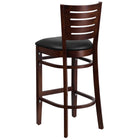 Flash Furniture Darby Series Slat Back Walnut Wood Restaurant Barstool - Black Vinyl Seat - 2 Pack-2.5" Thick Foam Padded Seat