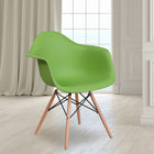 Flash Furniture Alonza Series Green Plastic Chair with Wooden Legs-Waterfall Seat Reduces Leg Strain
