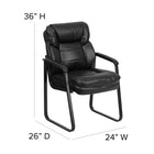 Flash Furniture Black Leather Executive Side Reception Chair with Lumbar Support & Sled Base-Black Metal Sled Base Frame