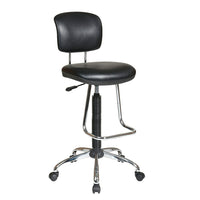 Work Smart Black Vinyl and Chrome Finish Drafting Chair, Black-Drafting chair