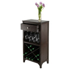 Winsome Ancona Modular Wine Cabinet with One Drawer, Glass Rack, X Shelf, Espresso-Drawer for extra storage 4.65" H. x 15.47" W. x 9.25" D.