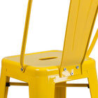 Flash Furniture 24" High Metal Indoor-Outdoor Counter Height Stool with Back - Yellow-Drain Hole in Seat