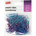 Staples Jumbo Vinyl-Coated Paper Clips - Assorted Metallic Colours - 50 Pack-Vinyl clips slide easily