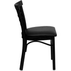 Flash Furniture HERCULES Series Black Three-Slat Ladder Back Metal Restaurant Chair - Black Vinyl Seat-Ladder Back Design