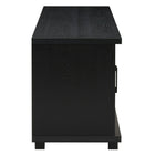 CorLiving TV Bench with Glass Cabinets for TVs up to 90", Black Ravenwood-4 framed tempered safety glass doors with premium cabinet hinges enclose storage areas