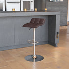 Flash Furniture Contemporary Brown Vinyl Adjustable Height Barstool with Quilted Wave Seat & Chrome Base-Height Adjustable Seat with Gas Lift