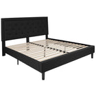 Flash Furniture Roxbury King Size Tufted Upholstered Platform Bed - Black Fabric-Panel Headboard