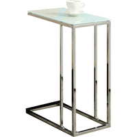 Monarch Specialties 3000 Accent Table - Chrome Metal With Frosted Tempered Glass-Chic frosted tempered glass table top