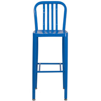 Flash Furniture 30" High Blue Metal Indoor-Outdoor Barstool with Vertical Slat Back-Industrial Style Modern Barstool
