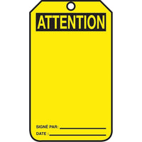 Standard Safety Tags, Attention, SAU862, 25 Pack-Language - English