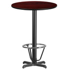 Flash Furniture Laminate 30" X-Base Round Table, Mahogany (XURD30MAT22B3F)-Bar Height Hospitality Table