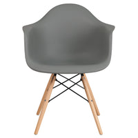 Flash Furniture Alonza Series Plastic Chair with Wooden Legs - Moss Grey-Accent Side Chair
