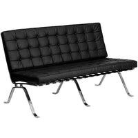 Flash Furniture HERCULES Flash Series Black LeatherSoft Loveseat with Curved Legs-Vintage Inspired Style