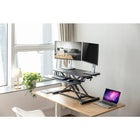 Uplite Sit Stand Desk Riser Desktop Converter - Black-Surface measures: 31.5” x 15.7” - maximizes space while still providing room for dual monitors.