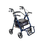 Drive Medical Duet Transport Wheelchair Rollator Walker, Blue-Combines the features of a rollator and transport chair in one unit; An individual can ambulate independently or be pushed safely by a caregiver