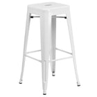 Flash Furniture 30"H Backless Metal Indoor-Outdoor Barstool with Square Seat - White-Stackable Industrial Style Modern Stool