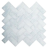 CTG Brands Herringbone Wall Tile, 10" x 10", White Marble, 6 Pack-Set: comes in a box of 6 premium quality wall tiles, suitable for smooth and clean surfaces
