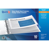 QuickFit Sheet Protectors - Heavyweight 3 mil - Ledger Size - 11"x17" - Top-Loading - Clear - 10 Pack-PVC Free