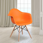Flash Furniture Alonza Series Orange Plastic Chair with Wooden Legs-Waterfall Seat Reduces Leg Strain