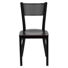 Flash Furniture HERCULES Series Black Grid Back Metal Restaurant Chair - Mahogany Wood Seat-Metal Dining Chair