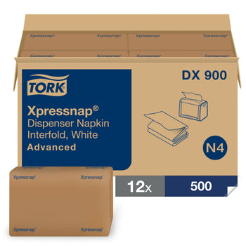 Tork Advanced Xpressnap Interfold Dispenser Napkins - White - 12