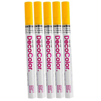 JAM Paper Marvy Uchida Fine-Point Opaque Paint Marker - Yellow - 5 Pack (7665914g)-Opaque paint marker features a fine calligraphy tip for creating detailed designs