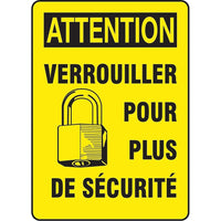 Safety Signs and Identification, Electrical, Attention; Verouiller Pour Plus De Securite, SAZ578-Language - English