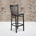 Flash Furniture HERCULES Series Black School House Back Metal Restaurant Barstool - Walnut Wood Seat-.625'' Thick Plywood Seat