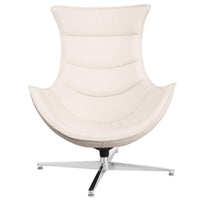Flash Furniture Melrose Leather Swivel Cocoon Chair - White-Lounge Chair