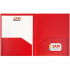 JAM Paper Plastic Heavy Duty Two Pocket Folders, Red, 108 Pack (383HREB)-2 pocket