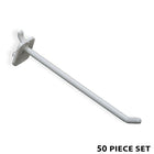 Azar Displays 6" Plastic Pegboard Hook, White, 50 Pack-Fits standard pegboard