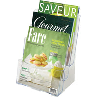 Staples Multi-Pocket Acrylic Magazine Holder, Clear-3-pocket magazine holder