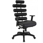 Plata Import Moonlight Office Chair Faux Leather High Back With Synthetic Leather Cushions - Black-Faux Leather cushion rolls along back in Black