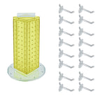 Azar Interlock Peg Tower with Revolving Base and Hooks - 4" x 4" x 12" - Yellow-Sold in multiples of: 1