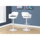 Monarch Specialties 2382 Barstool - White/White Metal Hydraulic Lift-Solid pedestal base in a smooth white metal finish