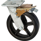 Kleton Mold-On Caster - Swivel With Brake - 8" (203.2 Mm) - Rubber - 600 Lbs. (272 Kg.) - 3 Pack-Bolt Hole Size 7/16" (11 mm)