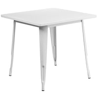 Flash Furniture 31.5" Square White Metal Indoor-Outdoor Table-Metal Cafe Table