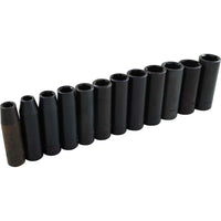 Gray Tools 12 Piece 3/8" Drive 6 Point Metric, Deep Impact Socket Set, 8mm-19mm-Contains Sizes: 8, 9, 10, 11, 12, 13, 14, 15, 16, 17, 18, 19mm.