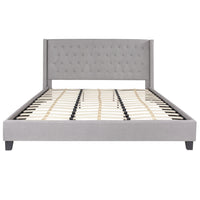 Flash Furniture Riverdale King Size Tufted Upholstered Platform Bed - Light Grey Fabric-Platform Bed