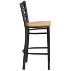 Flash Furniture HERCULES Series Black "X" Back Metal Restaurant Barstool - Natural Wood Seat-"X" Back Design