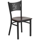 Flash Furniture HERCULES Series Black Coffee Back Metal Restaurant Chair - Walnut Wood Seat-500 lb. Weight Capacity