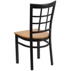 Flash Furniture HERCULES Series Black Window Back Metal Restaurant Chair - Natural Wood Seat-Natural Finished Wood Seat
