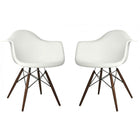 Nicer Furniture Eiffel Style Armchair with Natural Wood Legs - White - 2 Pack-High quality heavy-duty plastic molded seat with a matte finish