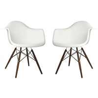 Nicer Furniture Eiffel Style Armchair with Natural Wood Legs - White - 2 Pack-High quality heavy-duty plastic molded seat with a matte finish